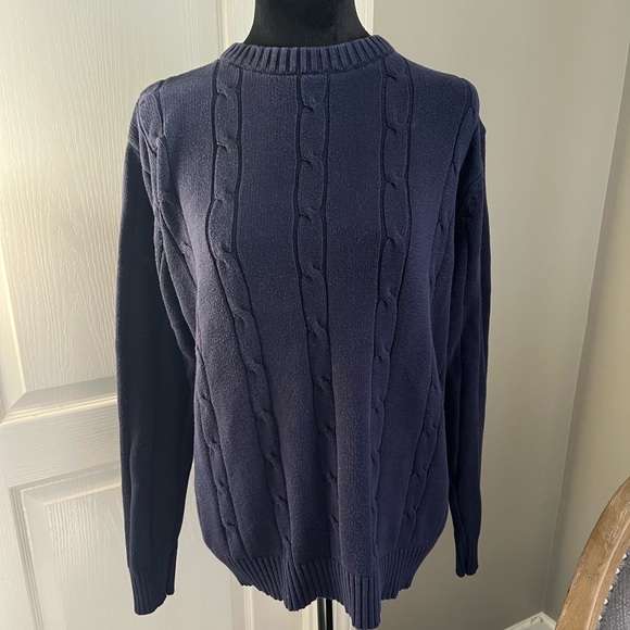 Oscar de la Renta Navy Crewneck Sweater - Picture 1 of 6